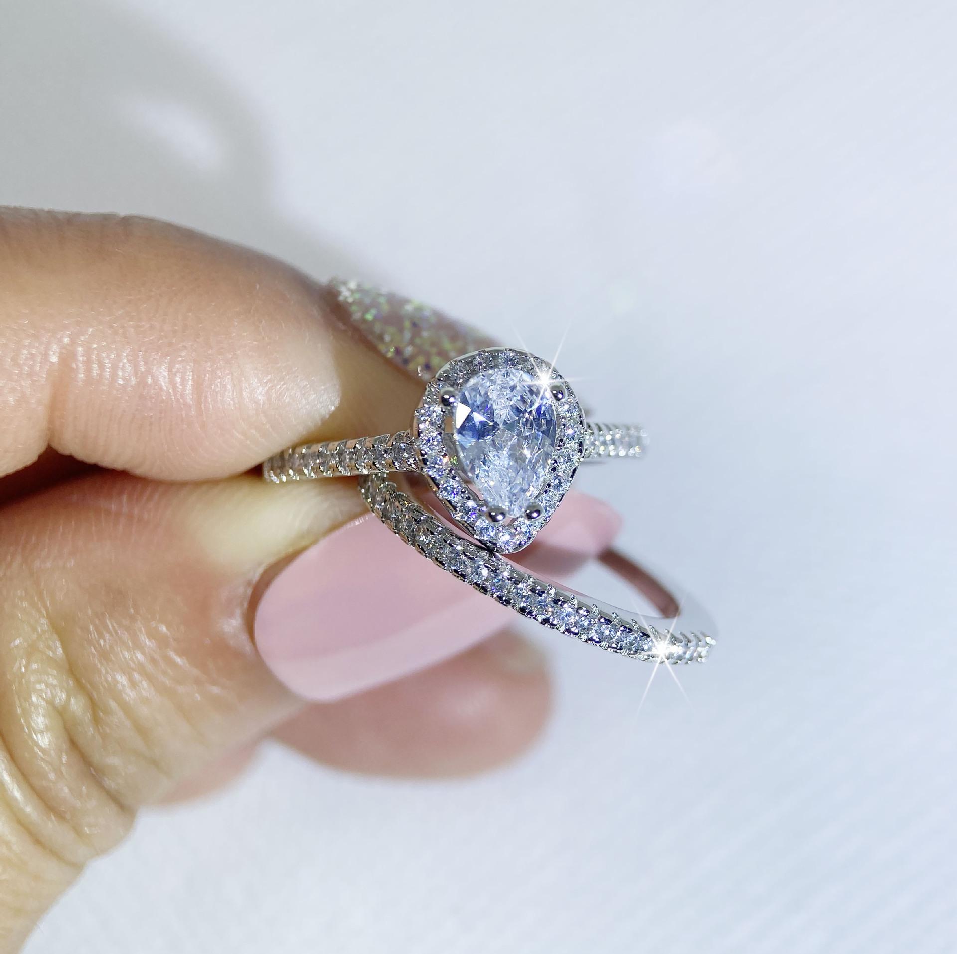 

White Copper-Plated Teardrop Pink Diamond Wedding Band for Women Size 7 белый