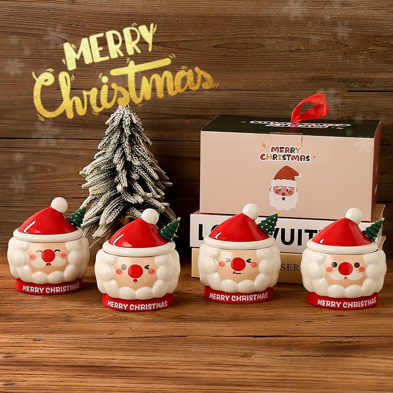 Cute Santa Claus Ceramic Tea Mug with Rod Lid New Year Christmas Gift Coffee Mug 430ml Tea Cup Water Cups Souvenir Drinkware