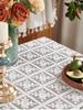 French Romantic Retro Palace Style White Lace Embroidery Rectangular Tablecloth for Tea Table and Dining Table with Dust Cover