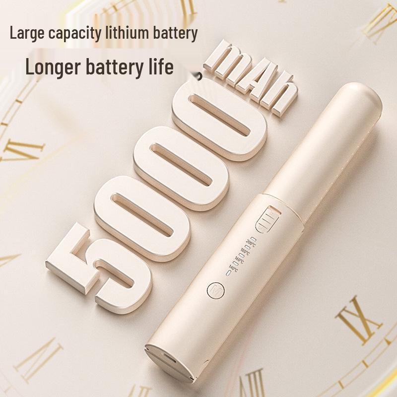 Lipstick Style Portable Wireless Straightener & Curler with Rechargeable USB, Dual-Use Large Capacity Clamp