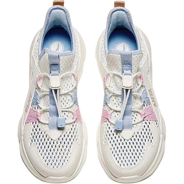 Anta Comfortable Versatile Non-Slip Wear-Resistant Breathable Low-Top Casual Shoes Kids sneaker White Blue Pink A322428862-2