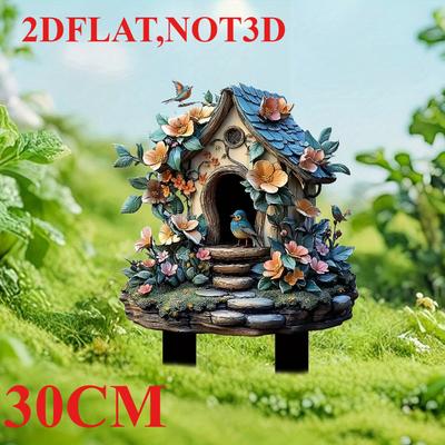 Cute Chalet, 2D Flat Acrylic, Decoration, Suitable for Garden, Potted Plants, Lawn, Outdoor, Christmas, Halloween