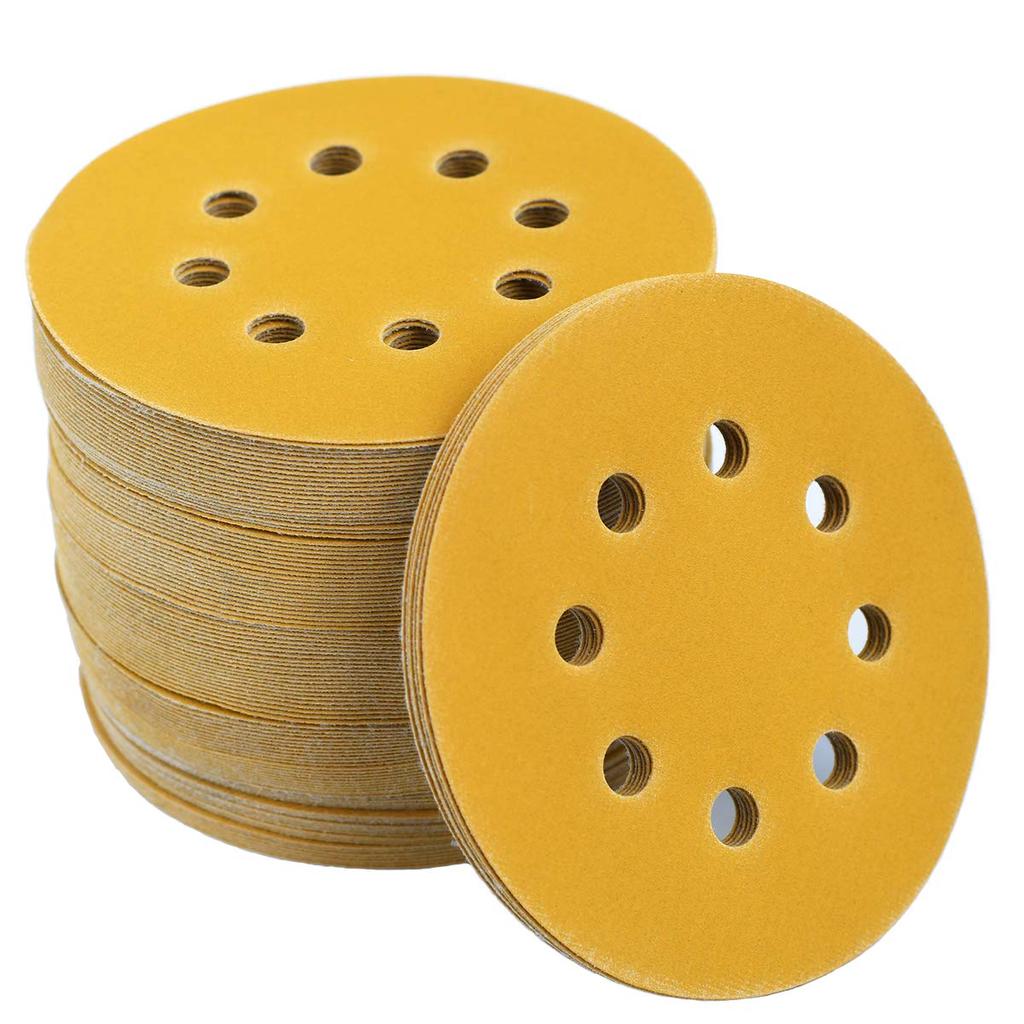 100PCS 5-Inch 8-Hole Hook and Loop Sanding Discs 120-Grit Random Orbit Sandpaper, 100-Pack