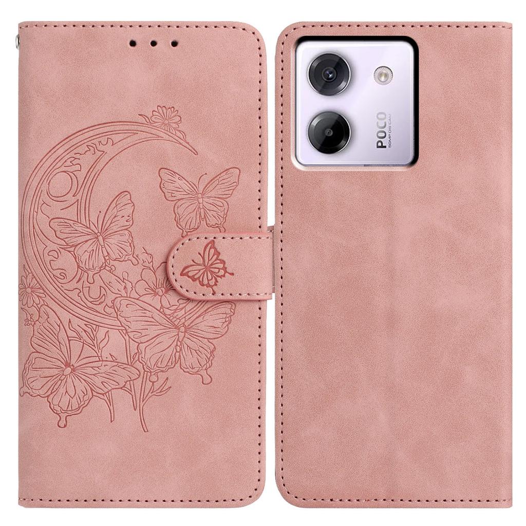 For Xiaomi Poco M7 Pro 5G Case Butterfly Flower Imprinted PU Leather Wallet Stand Phone Cover