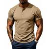 Men's Quick-dry Henley Collar Eyelet Fabric Short Sleeve T-shirt