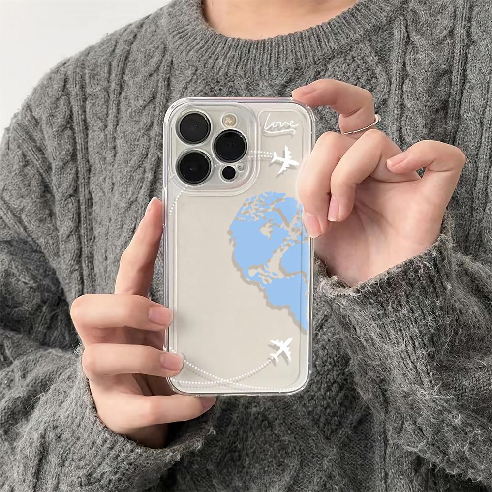 Aircraft Route Earth Premium Clear Protective Phone Case For Iphone 11 Pro Max 17E 16E 17 Air 15 Plus 14 13 12 16 Funda Shell