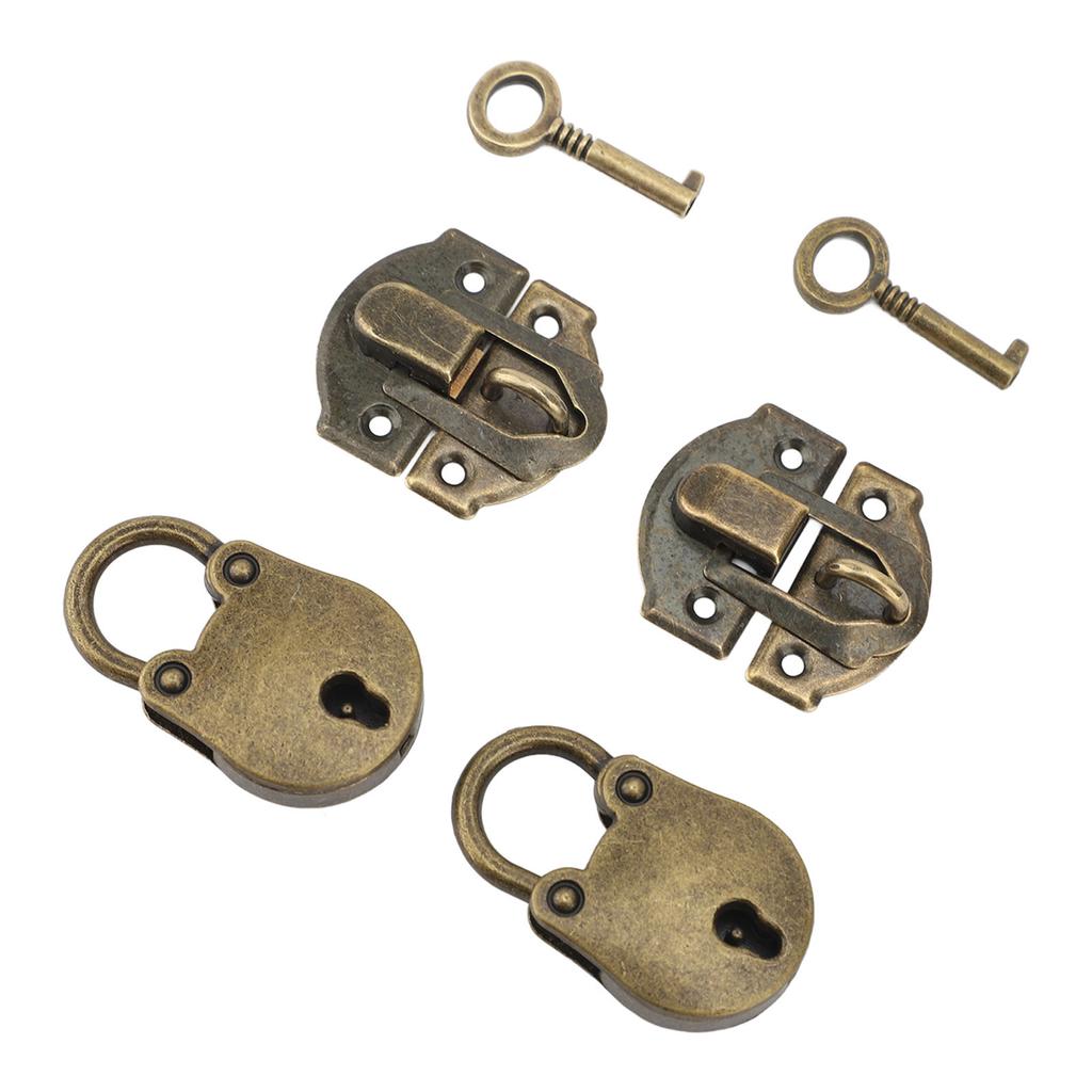 Zinc Alloy Hasp Latch with Screws Vintage Bear Padlock Decorative Lock Set for Wood Case Jewelry Box Crafts Bronze