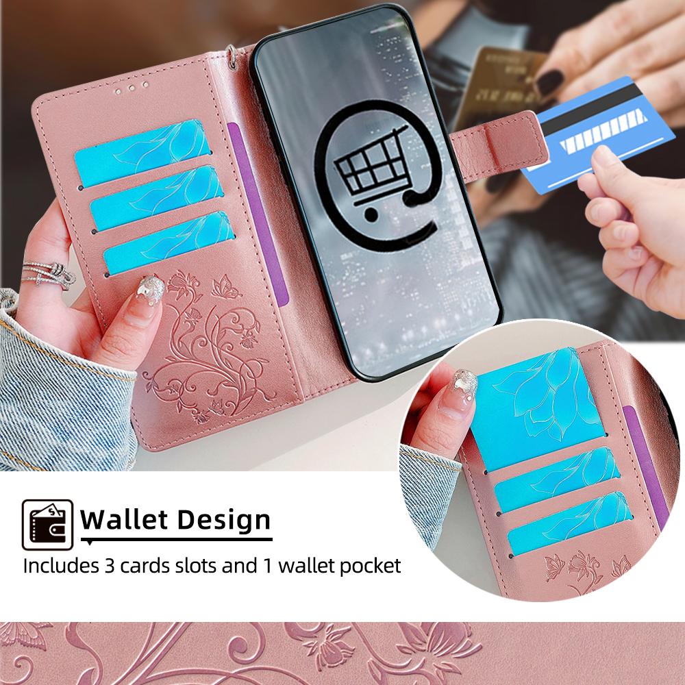For Xiaomi Redmi K70E 5G/Poco X6 Pro 5G Case Butterfly Flower PU Leather Handbag Phone Cover