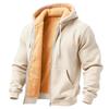 Men's Solid Color Fleece-Lined Zip-Up Pocket Hooded Sweatshirt Cardigan Men's Casual Sweatshirt Cardigan