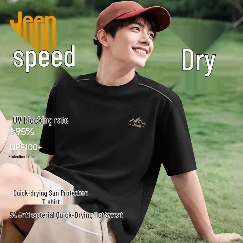 

JEEP Men s American Style Color-Block Quick-Dry T-Shirt M