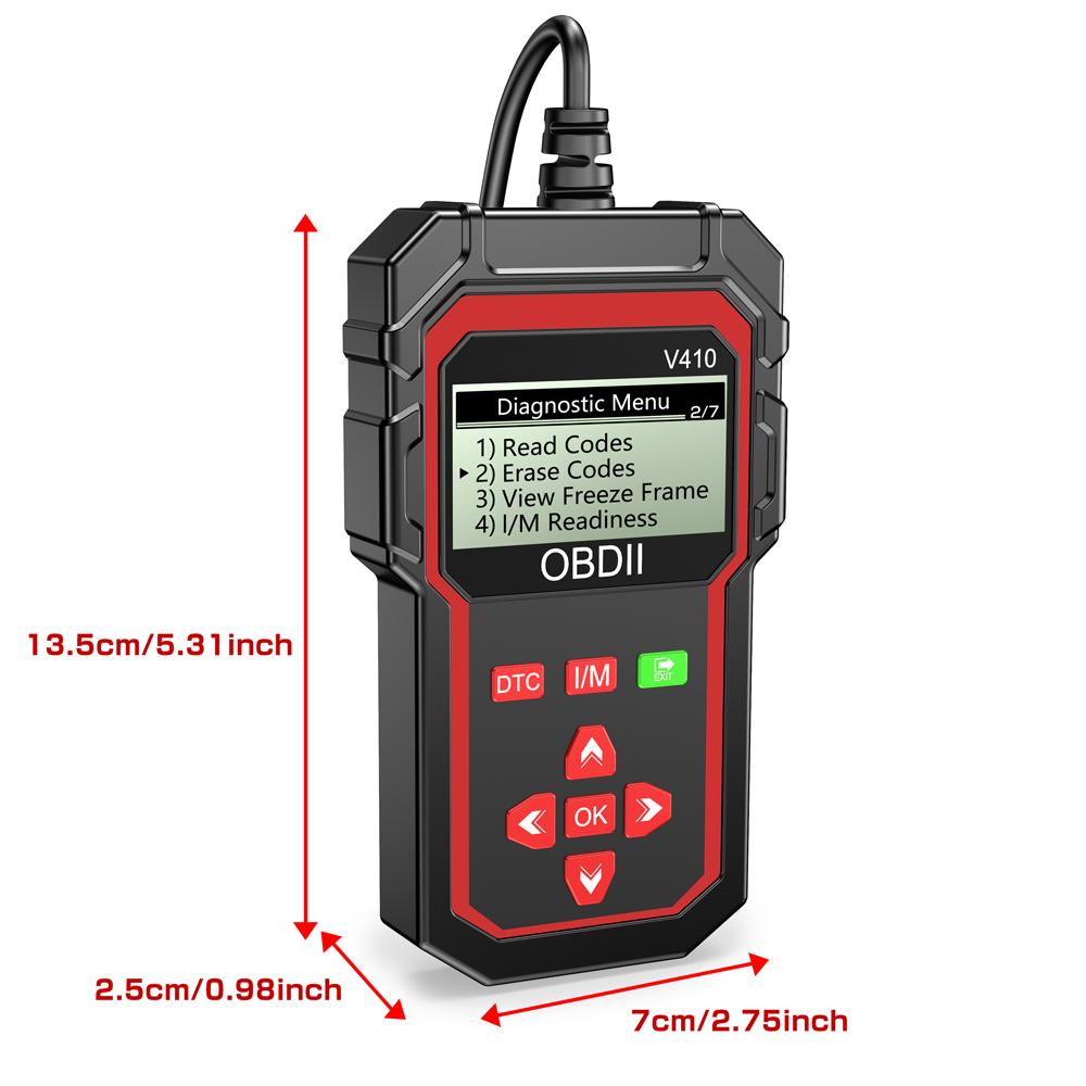 OBDII EOBD Read/Clear Fault Code OBD2 Code Reader ELM 327 V410 Car Diagnostic Tools OBD2 Scanner Digital Display Auto Engine System Detection