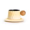 Ceramic Office Cup And Saucer Set, Retro Simple Office Afternoon Tea, High Value Coffee Cup With Bottom Support