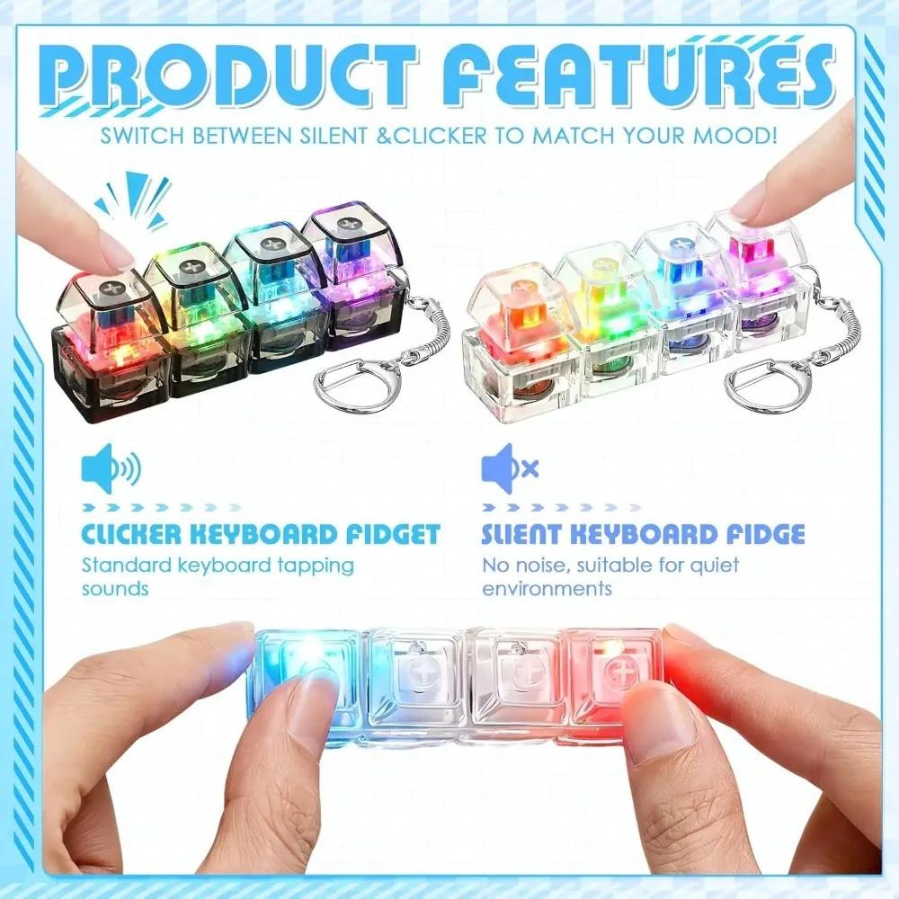 Original LED Leuchtender Schlüsselanhänger Tastatur Klickbarer Knopf Fidget Spielzeug zur Stress- und Angstbewältigung Tragbare Schreibtischdekoration Geschenke