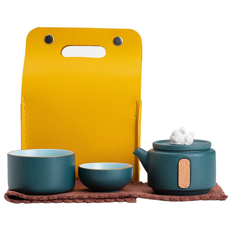 Kuaike Cup One Pot Two Cups Set Portable Travel Tea Set Ceramic Teapot Teacup Gifts Creative Souvenir