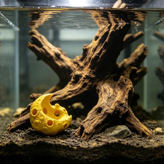 Moon Aquarium Hideout Cave Fish Tank Moon Ornament Multi-Hole Aquarium Hideout Tunnel for Small Fish And Shrimps