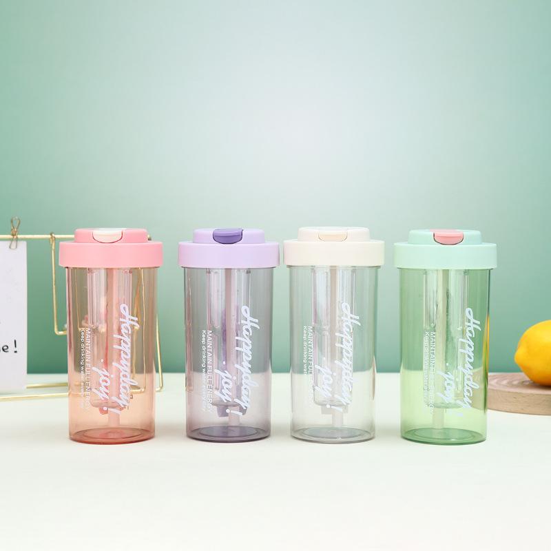 Compact Tea Infuser Straw Cup - Portable Plastic Cup with Water Separation for Students and Girls