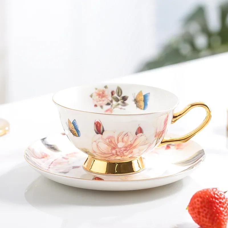 Bone China Coffee Cup Saucer Ceramic Cup Saucer Black Tea Cups Saucer Mug High Bone China Water Cups  Coffee Mug