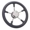 13 Inch Stainless Steel Boat Steering Wheel with Foam Grip 5 Spoke 15 Degree Angle for Boat Yacht