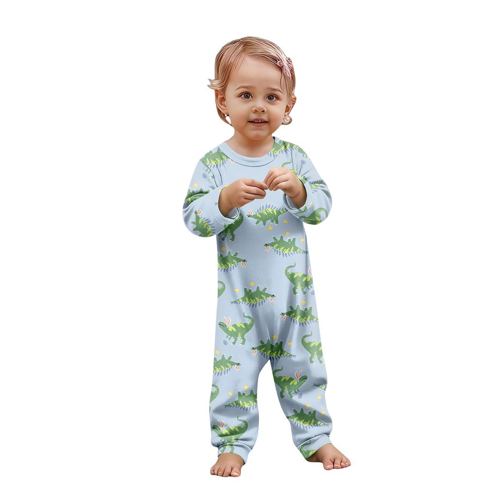 Easter-print Matching Family Loungewear Set With Long-sleeve Tops And Pants