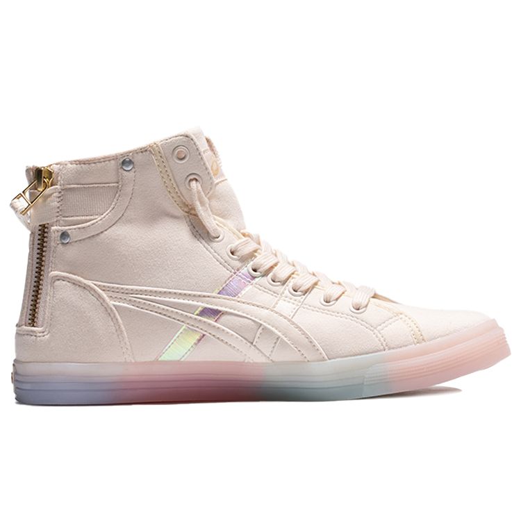 Asics Double Clutch Fabric Synthetic Leather Retro Casual High-Top Skate Shoes Women Sneakers Off-White 1203A172-101