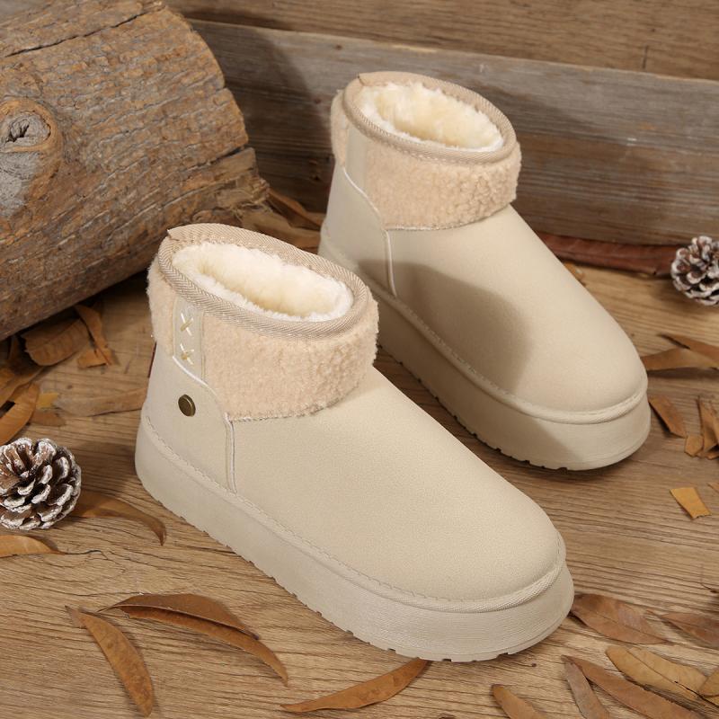 Casual Metal Decoration Mix Color Snow Boots Women 2025 Winter Warm Short Plush Ankle Booties Comfort Thick Bottom Fur Boots