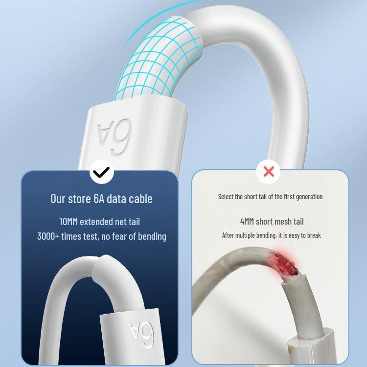 Type-C 6A Super Fast Charging Cable for Huawei, Oppo, and Android Phones - Universal Flash Charge.