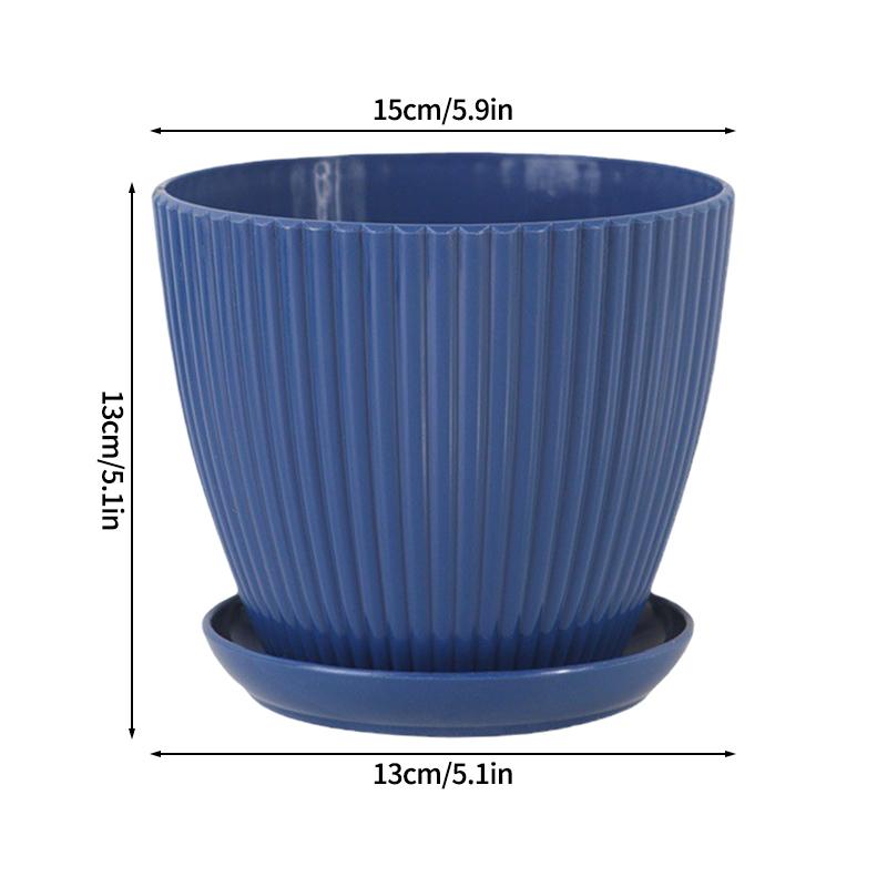 Plastic Flowerpot Indoor Outdoor Planter Flower Pots for Plants with Tray Home Decoration Potted Plant Holder Gardening Supplies