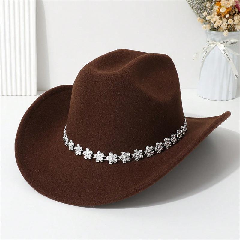 Western cowboy hat, high-quality woolen fabric, suitable for European and American festivals, parties, and stage performances, unisex, simple and