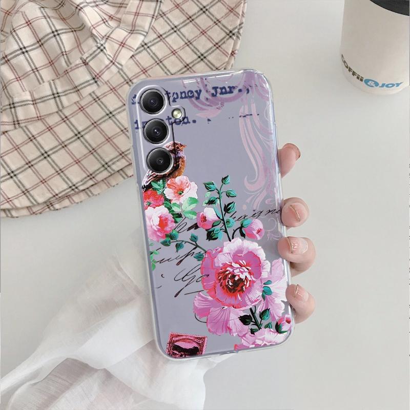 

Мягкий прозрачный силиконовый чехол Flower для Xiaomi Redmi Note 13 14T 15 Samsung A55 A35 S24 FE iPhone 15 Huawei Honor 200 Camera Защитный противоударный чехол Redmi Note 14 5G