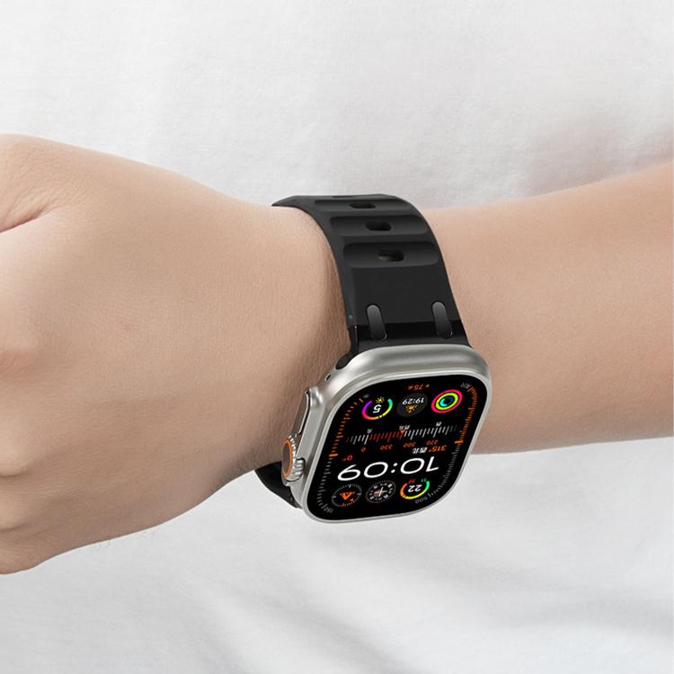 Customised Step-Style Solid Colour Silicone Sport Watch Band For Apple Watch 49mm/46mm/45mm/44mm, Adjustable Replacement Wrist Strap