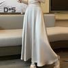 Women Fishtail Skirt High-Waisted Satin-Like Breathable Maxi Skirt Solid Color Office Skirt Work Leisure Daily Wear
