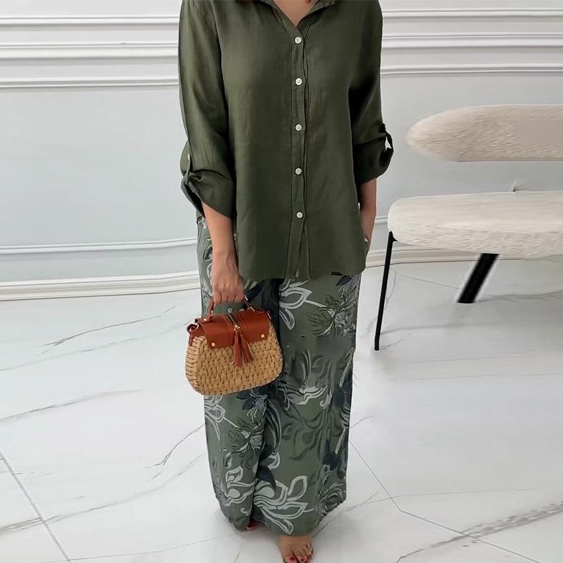 2025 Lato Plus Size Bawełniano-Lniany Kardigan i Luźne Spodnie z Wysokim Stanem Zestaw