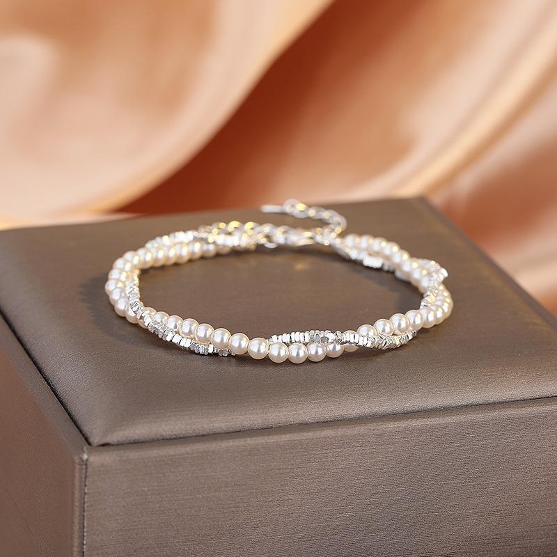 Broken Silver Bracelet Women'S Light Luxury Niche Design High-End Sense Beaded Adjustable Women'S Double-Layer Exquisite Jewelry