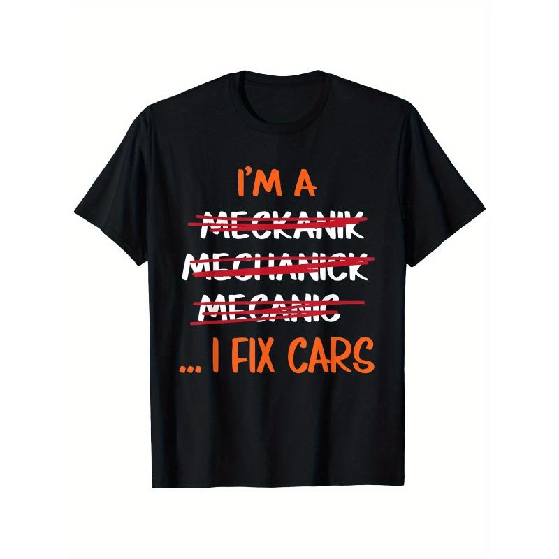 

European Size I Fix Cars Funny Mechanic T-Shirt T-Shirt, Summer casual and comfortable T-shirt, fashionable round neck short sleeves S чёрный