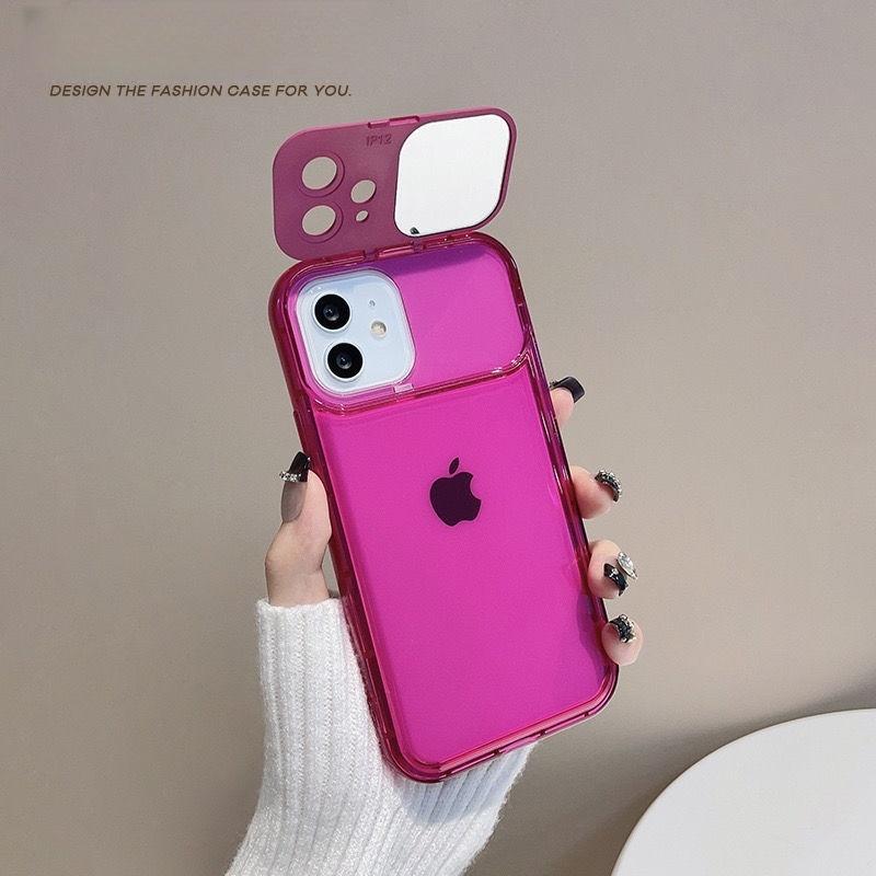 Fold Camera Flip Mirror Stand Holder Transparent Phone Case For Phone 17 Pro 16 15 14 Plus 11 Pro Max 13 12 XS X XR Cover