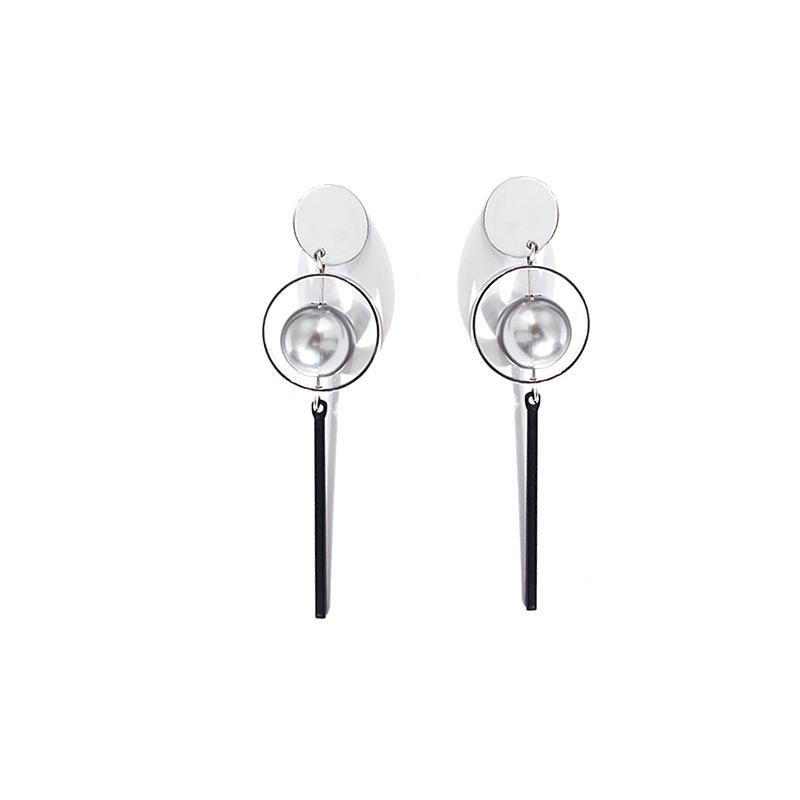 Simple Geometric Ring Stud Earrings, Cold Temperament Spherical Earrings, Fashionable Long Fringed Earrings