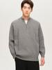 WOOG2005 Grey Half-Zip Stand-Up Collar Men's Knit Sweater - Winter 2025 Style