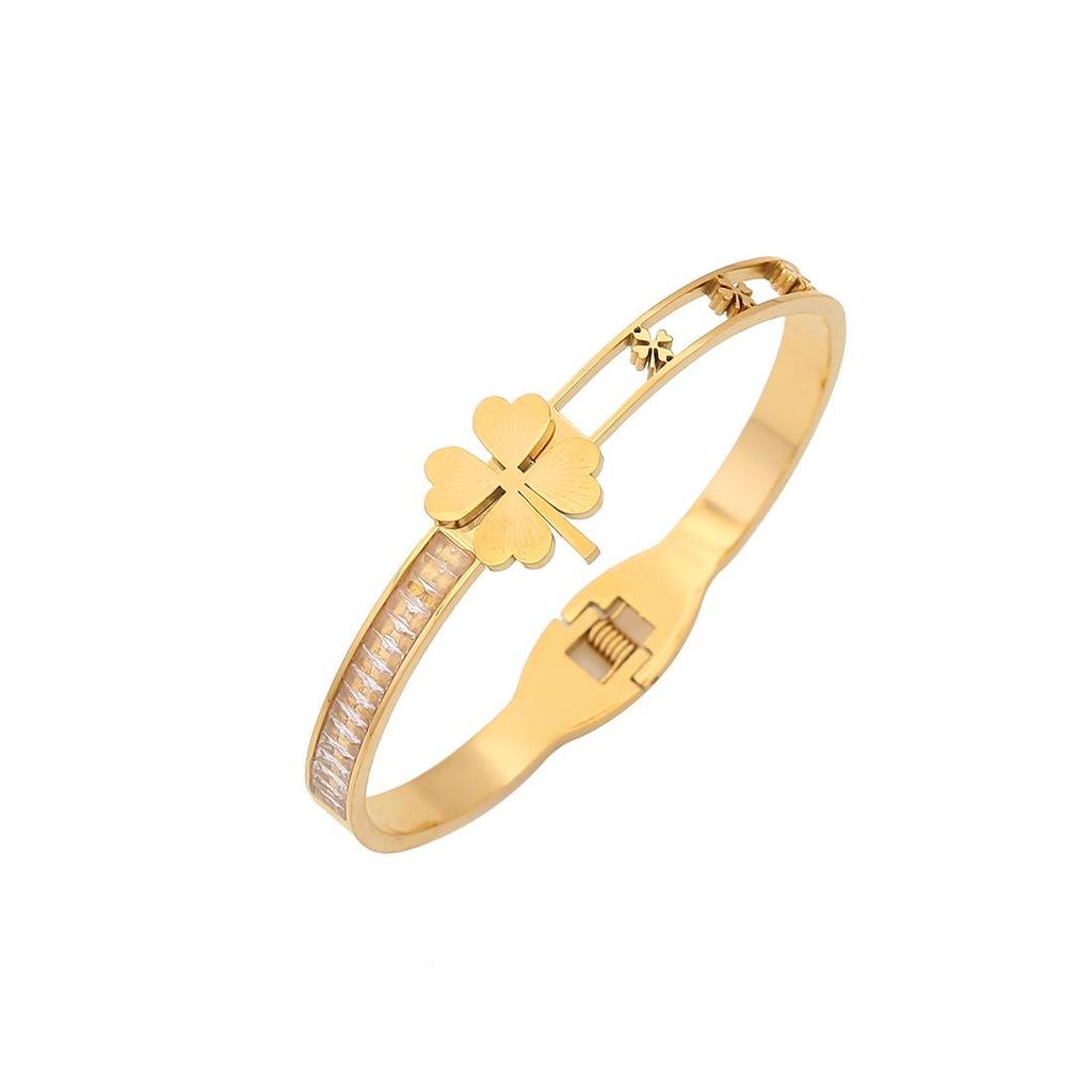 Eis Süßes Voll Diamant Schlangenarmband mit Zirkonia-Blumen – Edelstahl Europäischer & Amerikanischer Modeschmuck