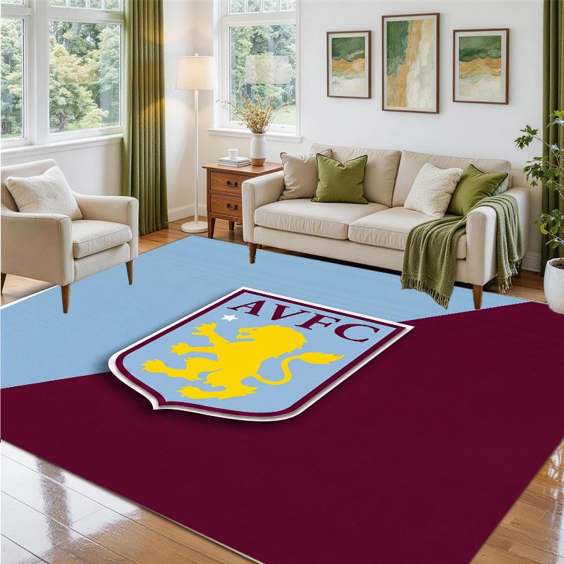 Aston Villa Futbol Tasarımlı Kristal Kadife Halı Yatak Odası Girişi İçin Yumuşak Dekoratif Mat