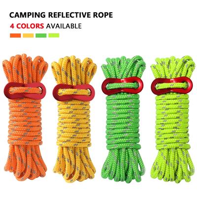Outdoor 4mm Reflective Camping Tarp Tent Rope Runners Velarium Guy Line Cord Wind Rope 4M for Camping Tent Awning Canopy