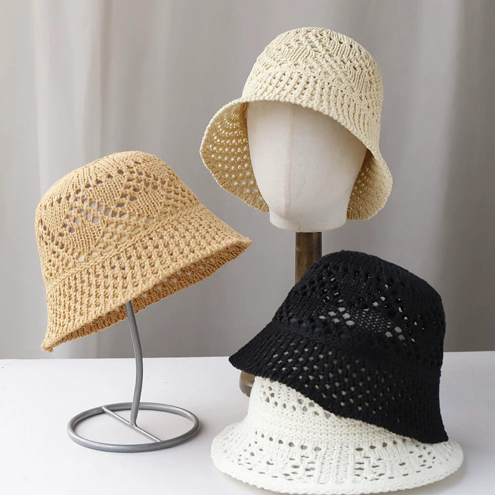Women Bucket Hat Summer Hollow Out Thin Breathable Sun Hat Female Beach Panama Cap Fold Outdoor Japanese Lesure Fishierman Cap