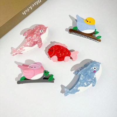 1 Stück Ozean Serie Wal Vogel Kussfisch Essigsäure Greifklemme Niedliche Spleiß Hai Klemme Haaraccessoire