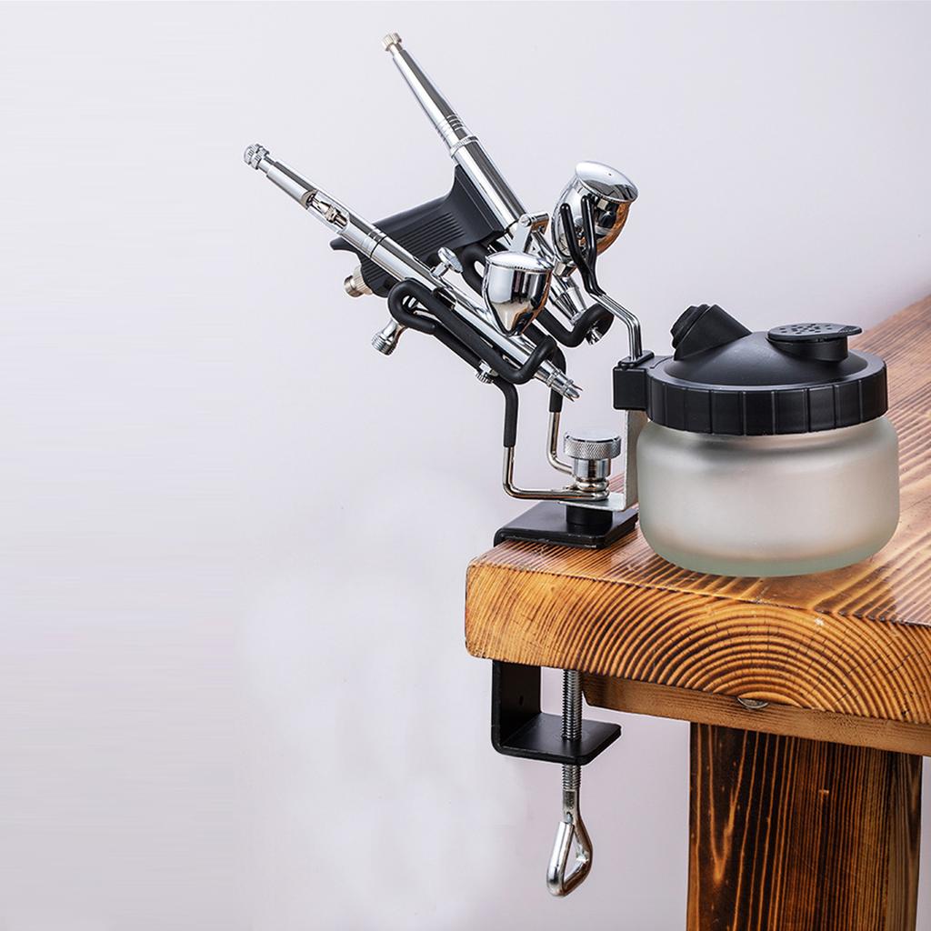 Universal Airbrush Holder Stand Practical Clamp-on Table Stand Air Brush Rack Tool Two-brush Holder for Most Airbrushes