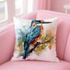 Kingfisher Watercolor Painting Pillow Case Comfort Sofa Bed Silky Elegant Invisible Zipper Custom Decorative Cushion Cover