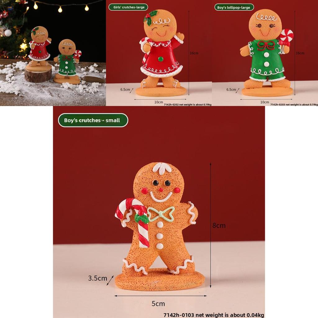 Christmas Gingerbread Man Decor Resin Cartoon Holiday Tabletop Ornament For Festive Atmosphere