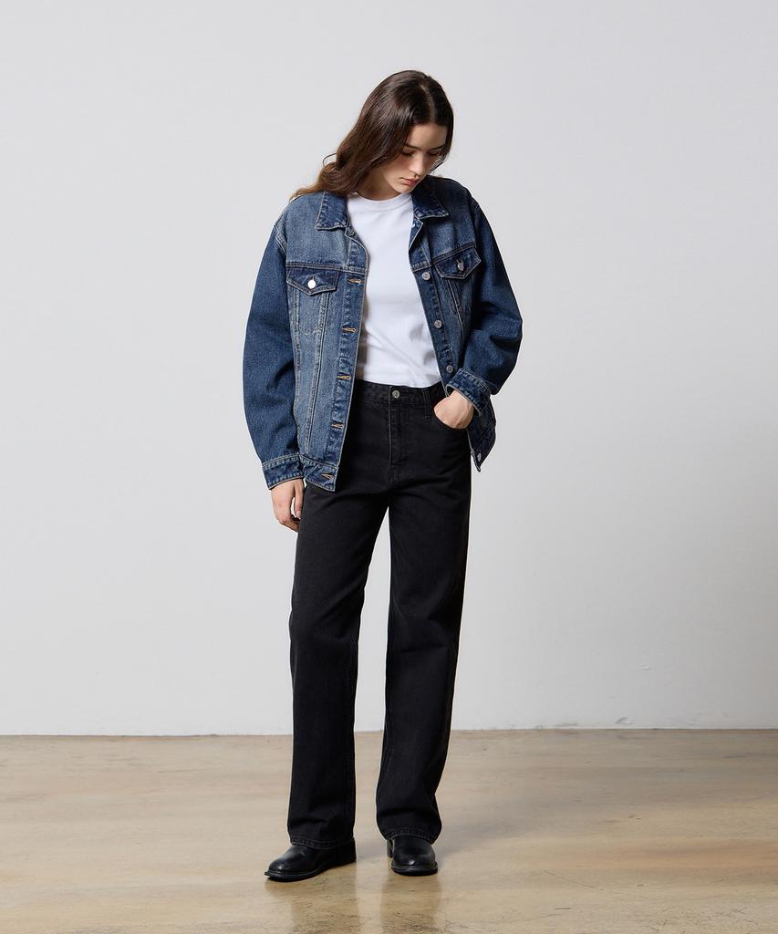 RYUL+WAI Denim Long Straight Pants Black W5