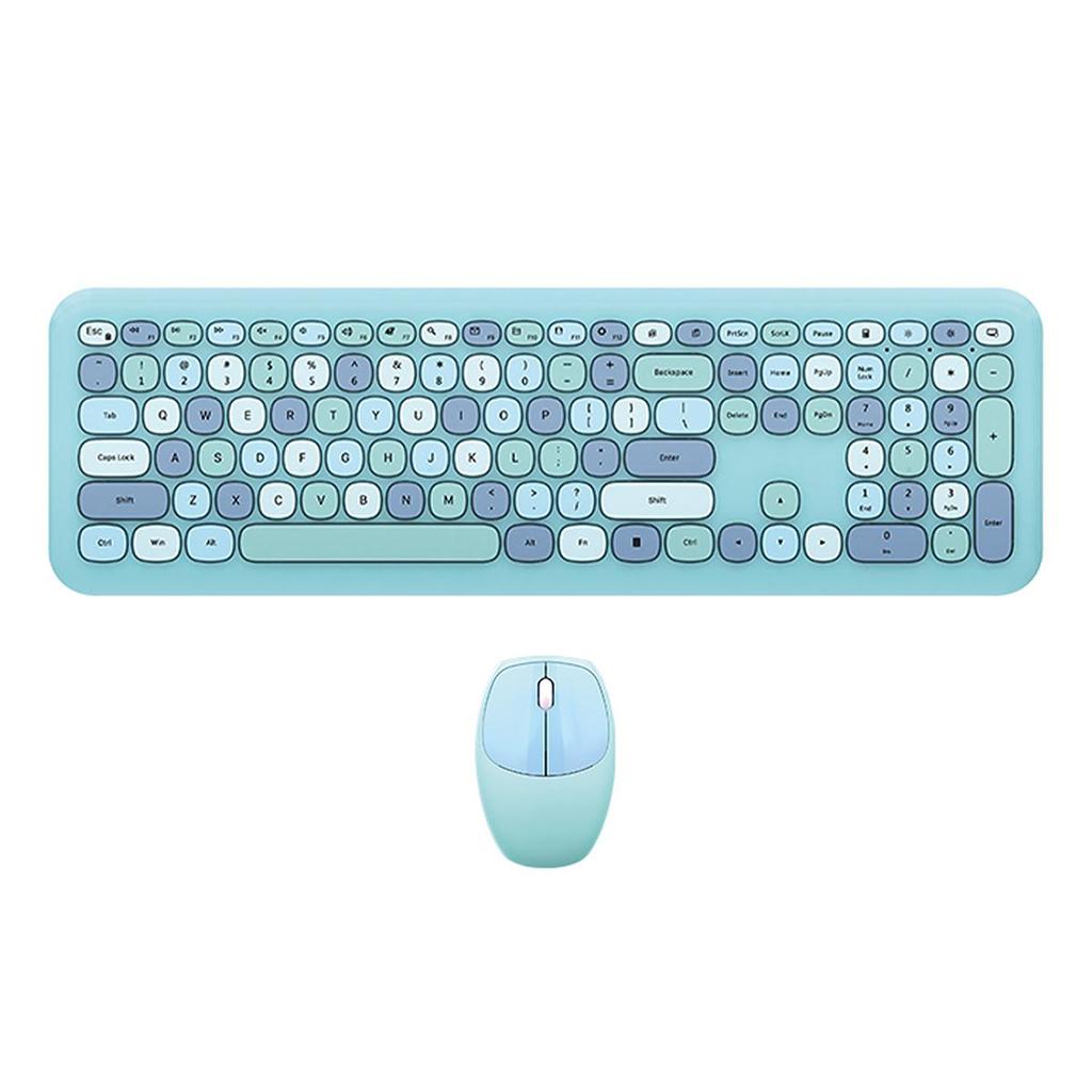 Mofii Drahtlose Maus und Tastatur Set Runde Tastenkappen Farbe Tastatur Frauen Büro Drahtlose Tastatur Volle Größe Schreibmaschinentastatur