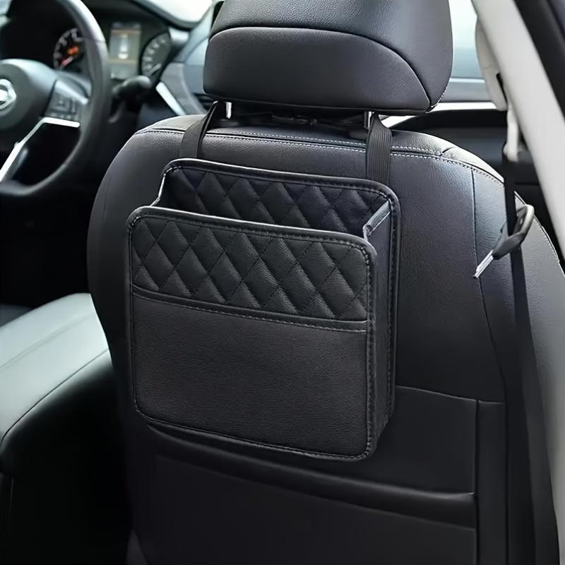 PU Car Seat Organizer Sturdy Easy To Clean Storage Bag with Multi Compartments for Wallets, Paper Towels More Large Capacity Neat Interior