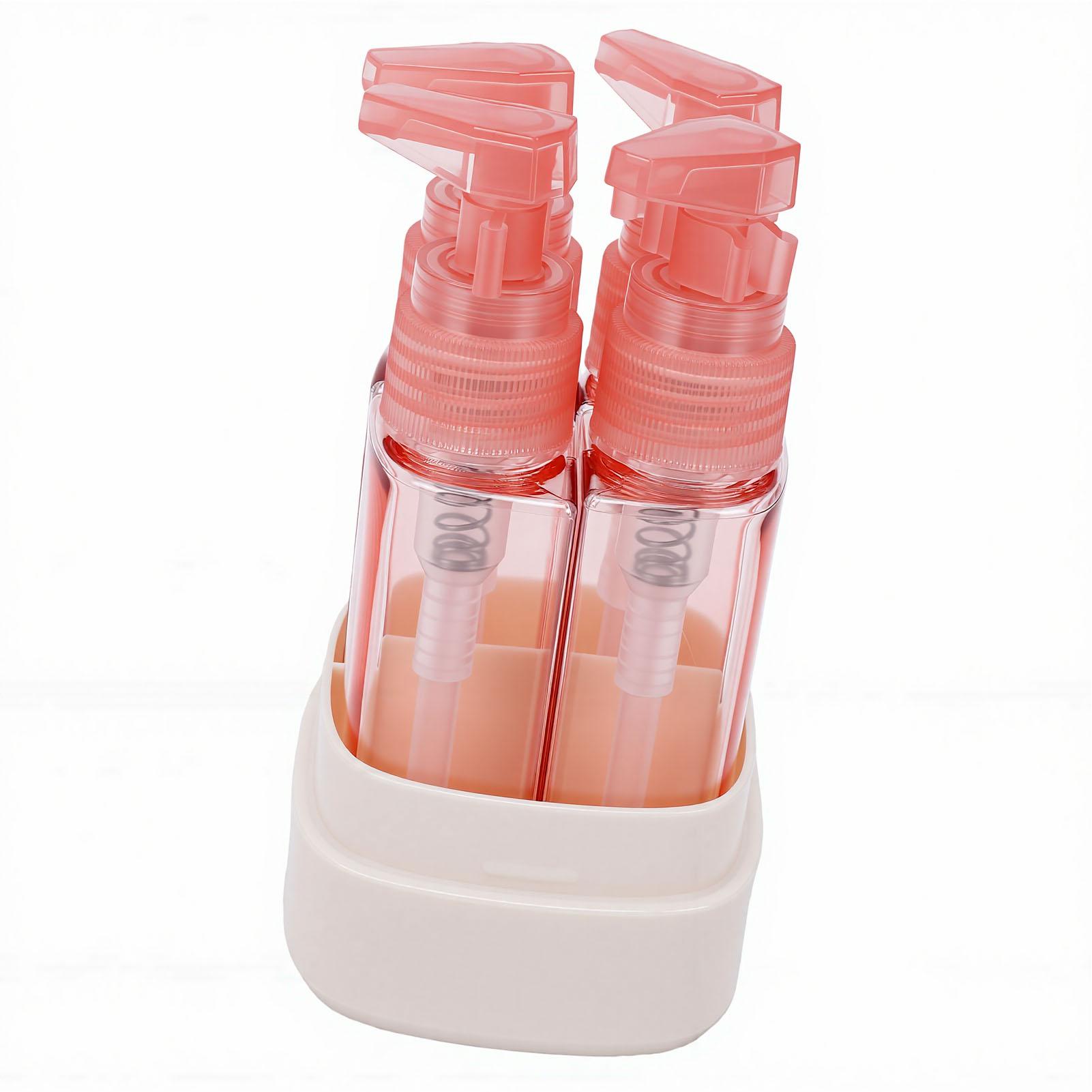 35ml 4 in 1 Travel Dispenser Bottle Leakproof Spray Pump Heads Portable Liquid Dispenser Litchi Pink