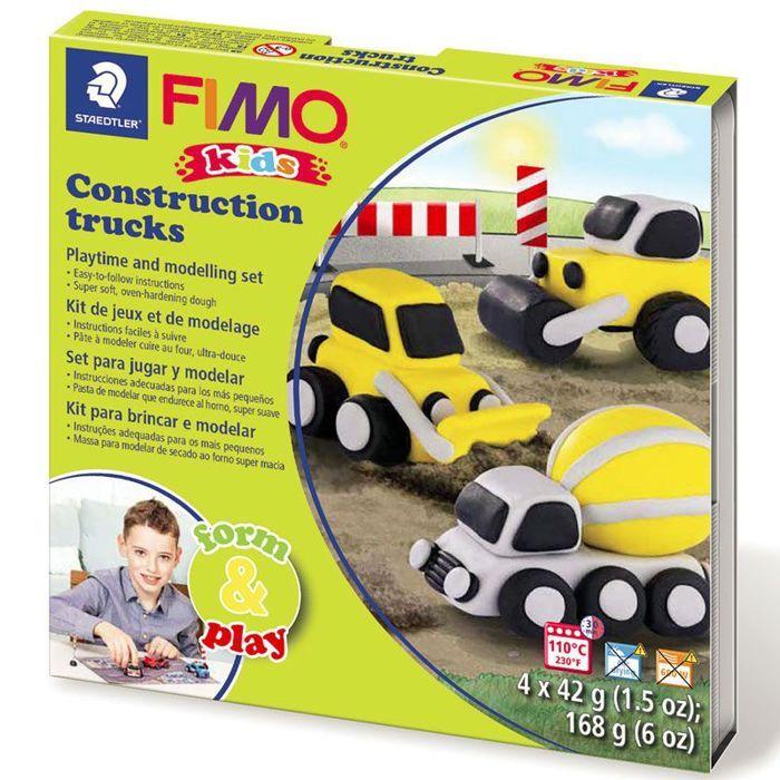 Kit de modelage - FIMO - Kids Camion de construction - Vert - 4 pains de 42g - Durcissant au four
